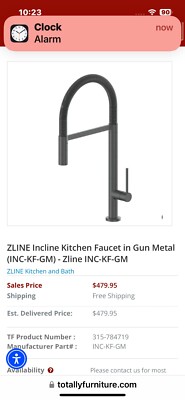 Zline Incline Black Matte Kitchen High-Arc Gooseneck Faucet INCKF-MB Retail $495