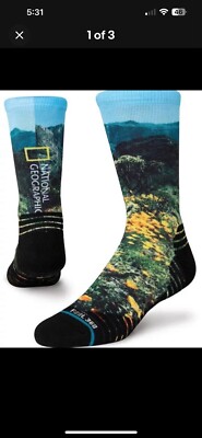 Stance National Geographic Poppy Trails FEEL360 Crew Socks Unisex Large NWT