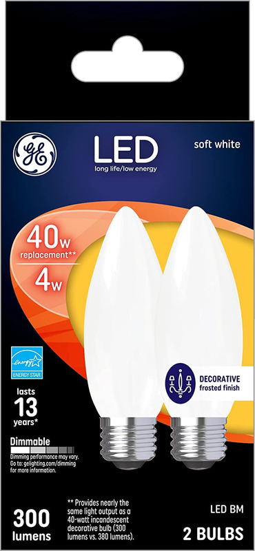 LED Light Bulbs, 40 Watt, Soft White, Frosted Decorative Bulbs, Medium Base (2 P