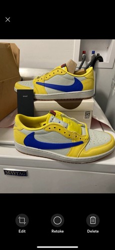 Pre-owned Jordan Size 13 W- Travis Scott X Air  1 Retro Og Sp Low Canary Promo Hype15 In Yellow