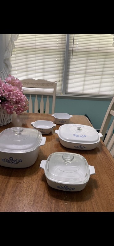 Vintage Corning Ware Blue Cornflower  6 Pieces With 3