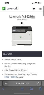 Lexmark MS621dn Laser Monochrome Printer