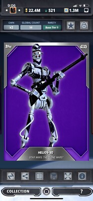 Topps Star Wars Digital Card Trader Tier 9 - Purple Cloth HELIOS-3D S3 - 50 cc