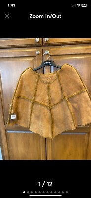 Ugg Vintage New NWT suede leather tan chestnut poncho cape MSRP $275 Sz S/P-M/M