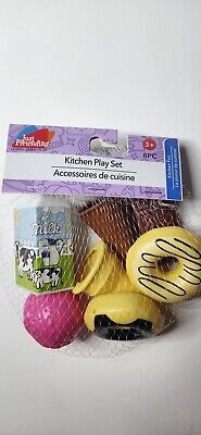 Kitchen Pretend Play Set Milk Donuts Ice Cream Cones CandyBar 8pc Toy Plastic 3+