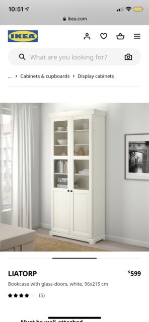 Ikea Liatorp Bookcase Cabinet Display, Liatorp Bookcase With Glass Doors White
