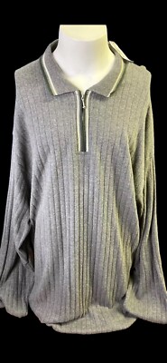 Point Zero Pullover Sweater Quarter Zip 3XLT Gray New