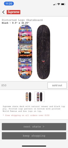SUPREME DISTORTED LOGO SKATEBOARD BLACK SS20 CONFIRMED ORDER BRAND NEW  AUTHENTIC