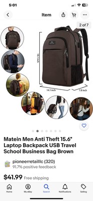 Matein Mlassic Travel/School/Business Laptop Backpack - Brown