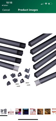 Muzata 10Pack 6.6FT/2M V-Shape Black Aluminum LED Channel System V1SW