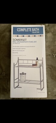 NIB Creative Ware Somerset Satin Nickel Finish Wall Organizer with Towel Bar