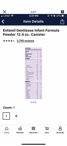 Enfamil Gentlease (Pack Of 7) Infant Formula 12.4oz Cansiter