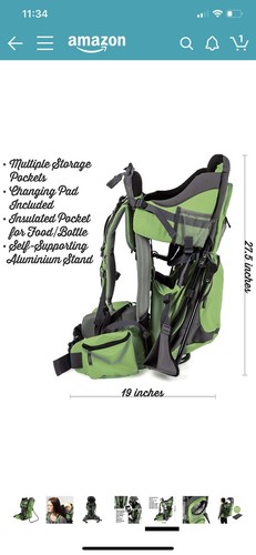 Luvdbaby Premium Backpack Carrier Hiking Kids Outdoor Active Lifestyle Green