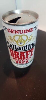 BALLANTINE DRAFT Beer Can WHITE Florida STEEL Pull Tab VTG ULTRA RARE HTF