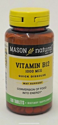 Mason Natural Vitamin B-12 1000mcg Sublingual Tablets - 100 Tablets