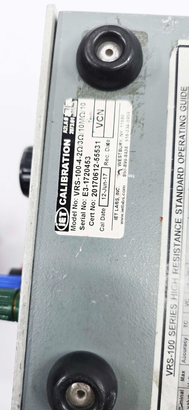 IET VRS-100 SERIES HIGH RESISTANCE STANDARDS VRS-100-4-2