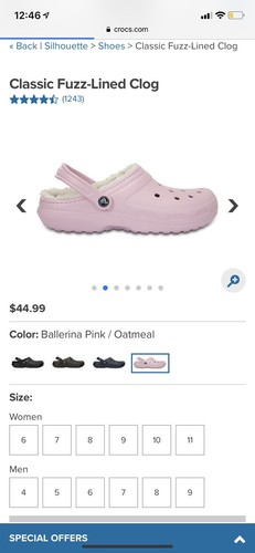 NWT CROCS Mammoth Unisex Adult Fur Lined Clog Ballerina PINK Sz Men 7/Women 9