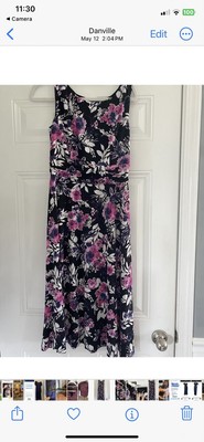 Connected Apparel,multicolor floral sleeveless belted dress,womens petite 10P