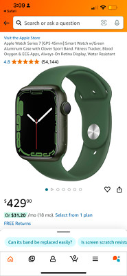 Apple Watch Series 7 45mm Green Aluminum Case with Green Sport Band (GPS +...