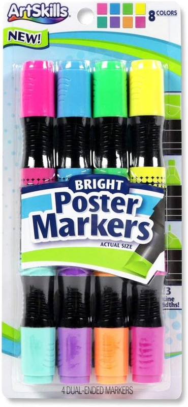 For Kids, Neon Chisel Tip Markers, Dual-color Washable Mark