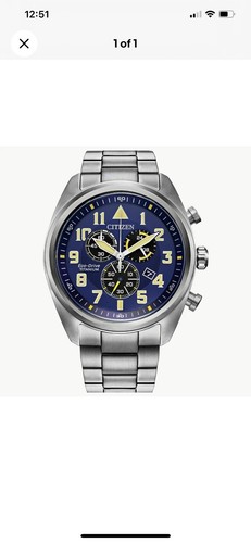 Pre-owned Citizen Men's  Garrison Super Titanium Pilot Chronograph Watch At2480-57l