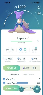  Pokemon Shiny Lapras with Bow  Go Trade Registered or Ultra Friends