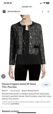 Gorgeous Dressy Women s Jacket W/ Stone Trim By Michael Simon. Size L