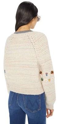 Pre-owned Mother Raglan Bell Cardigan In Dont Eat The Daises - Size Xs In Beige