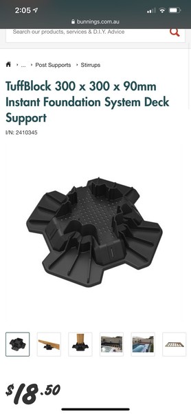 Tuffblock 300 X 300 X 90mm Instant Foundation System Deck Support