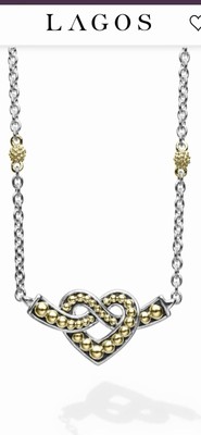 Lagos Two Tone Beloved Sterling Silver & 18Kt. Gold Heart Necklace- NWT