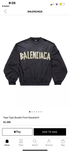 Pre-owned Balenciaga Tape Type Double Front Sweatshirt In Black