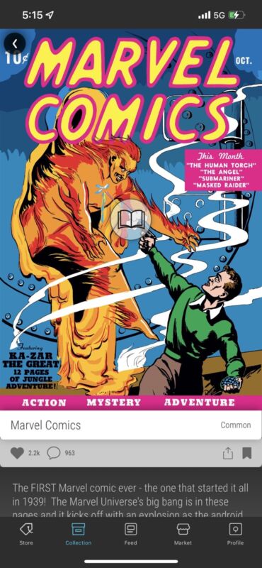 VeVe NFT Marvel Comics 1 #22260 (Digital Comic Book)