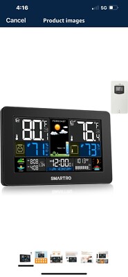 Weather Station Indoor Outdoor Thermometer Wireless with Digital Atomic Clock
