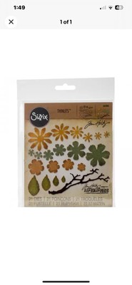 Sizzix Thinlits Die Set 661806 Tattered Florals by Tim Holtz, 21 Pack, Red