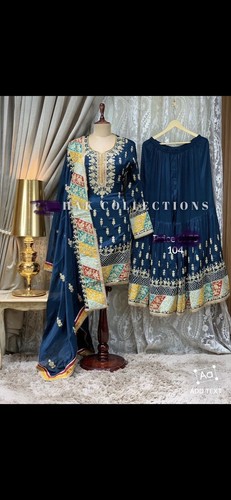 INDIAN Suit SHARARA PLAZO FOR PARTY WEAR Peacock Shade Beautiful Shade 40 Size