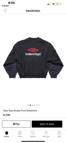 Pre-owned Balenciaga Tape Type Double Front Sweatshirt In Black