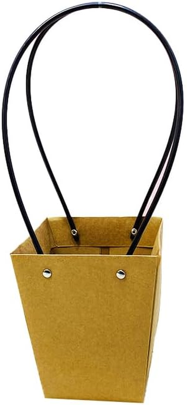 25X Kraft Paper Bag Flowers Waterproof Bouquet Basket Gift Box with Handle, Wate