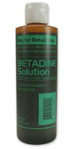 BETADINE SOLUTION 10% Povidone-Iodine 8oz Hospital Packaging ^