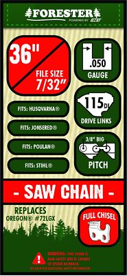 FORESTER FULL-CHISEL CHAINSAW CHAIN LOOP   Non-safety chain .3/8'' | .050 Gaug...
