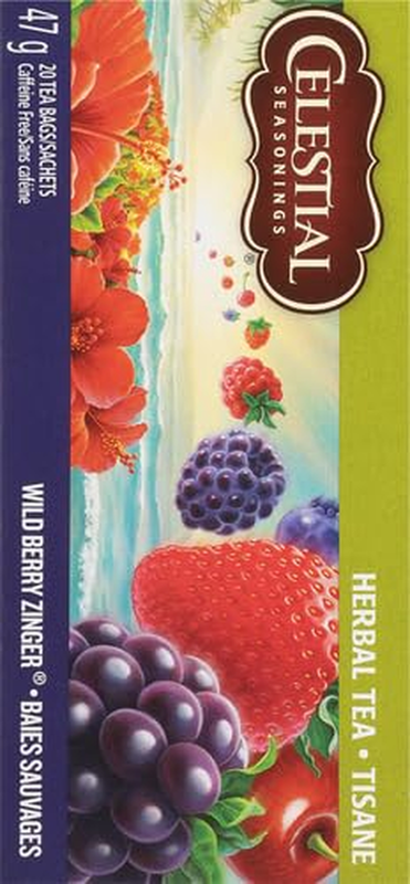 Wild Berry Zinger Herbal Tea, Caffeine Free, 20 Tea Bags Box