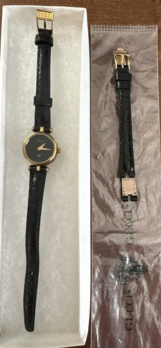 Gucci Black Face Women's Watch With Brand New Extra Leather