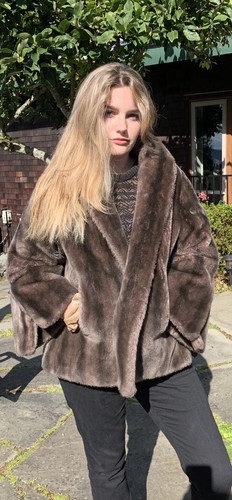Vintage Princeton's Mutation Brown Faux Fur Mink Coat size