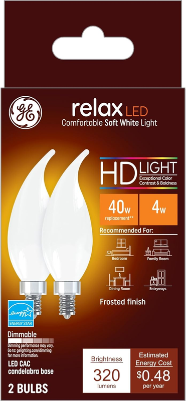 4  Relax HD Light 40-Watt Frosted White A19 Leds W/Medium Ba
