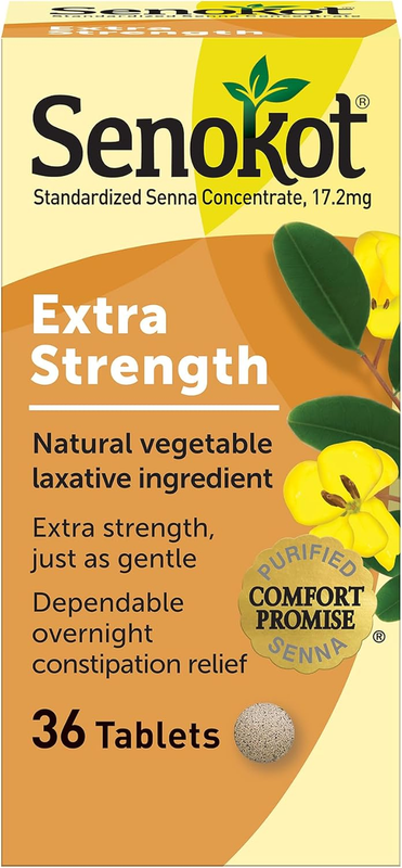 Senokot Extra Strength Vegetable Laxative 36ct Overnight Const...