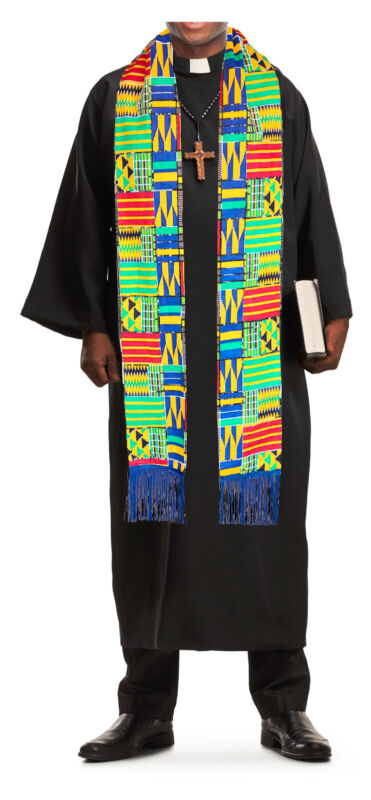 Kente African Print Church Clergy Pastor Choir Stole/Sash with Fringes