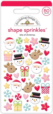 Crafts Doodlebug Puffy Sprinkles Bits of Christmas Santa Reindeer Flakes Candy
