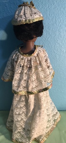 1966 P.M. SALES INC JOINTED ARMS/LEGS 19” AFRICAN AMERICAN DOLL VINTAGE DRESS