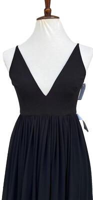 Dress the Population Phoebe Sleeveless Plunging Chiffon Gown Dress Black Size S