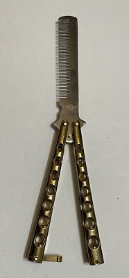 NEW Metal Butterfly Dull Balisong Comb Training Practice Comb-Gold,New