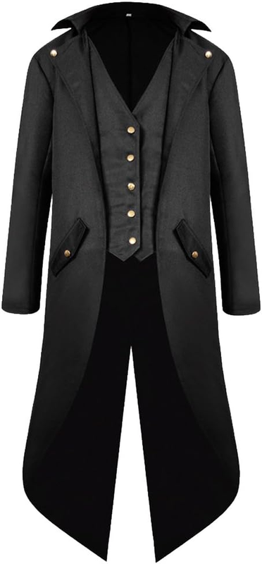 Men'S Steampunk Vintage Tailcoat Jacket Gothic Victorian Frock Coat Uniform Hall